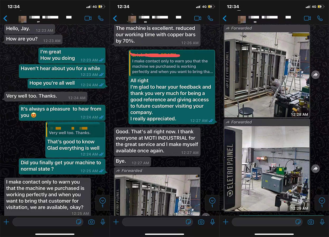 MOTI Industrial busbar machine customer feedback
