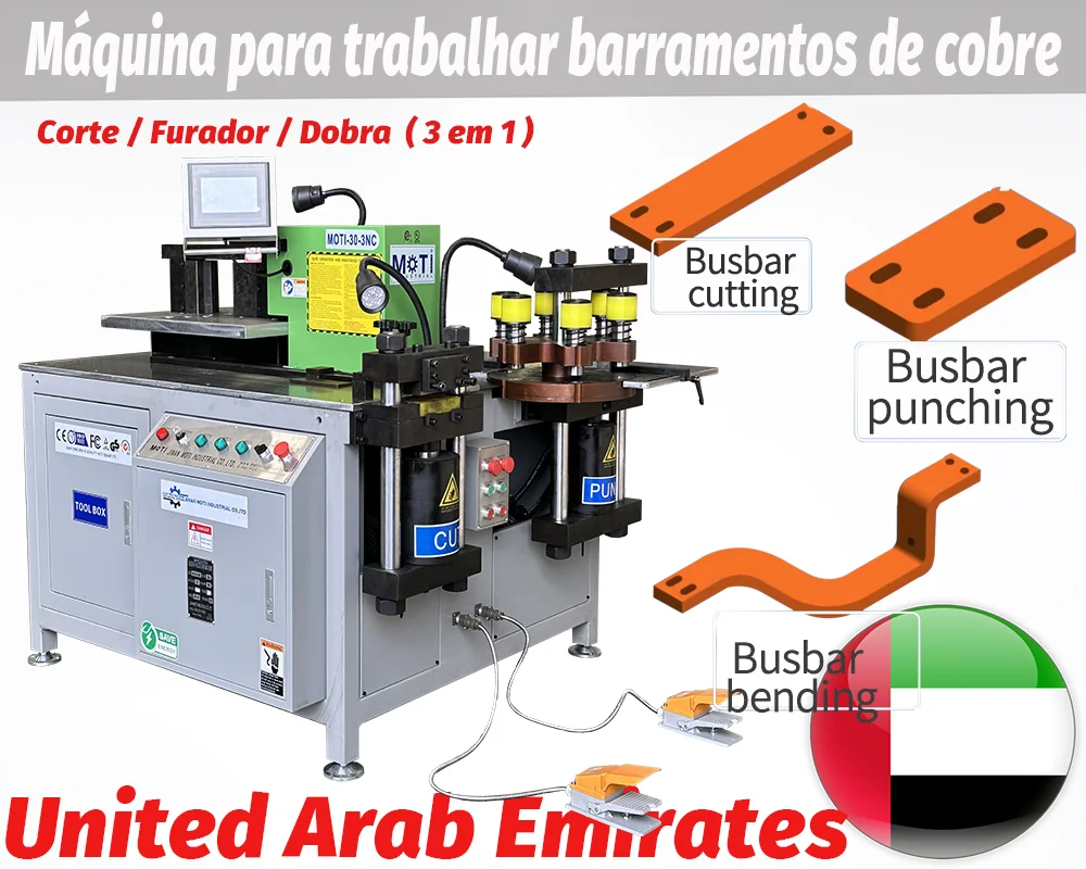 Máquina de barramento de cobre CNC 3 em 1 12x160 mm MOTI-30-