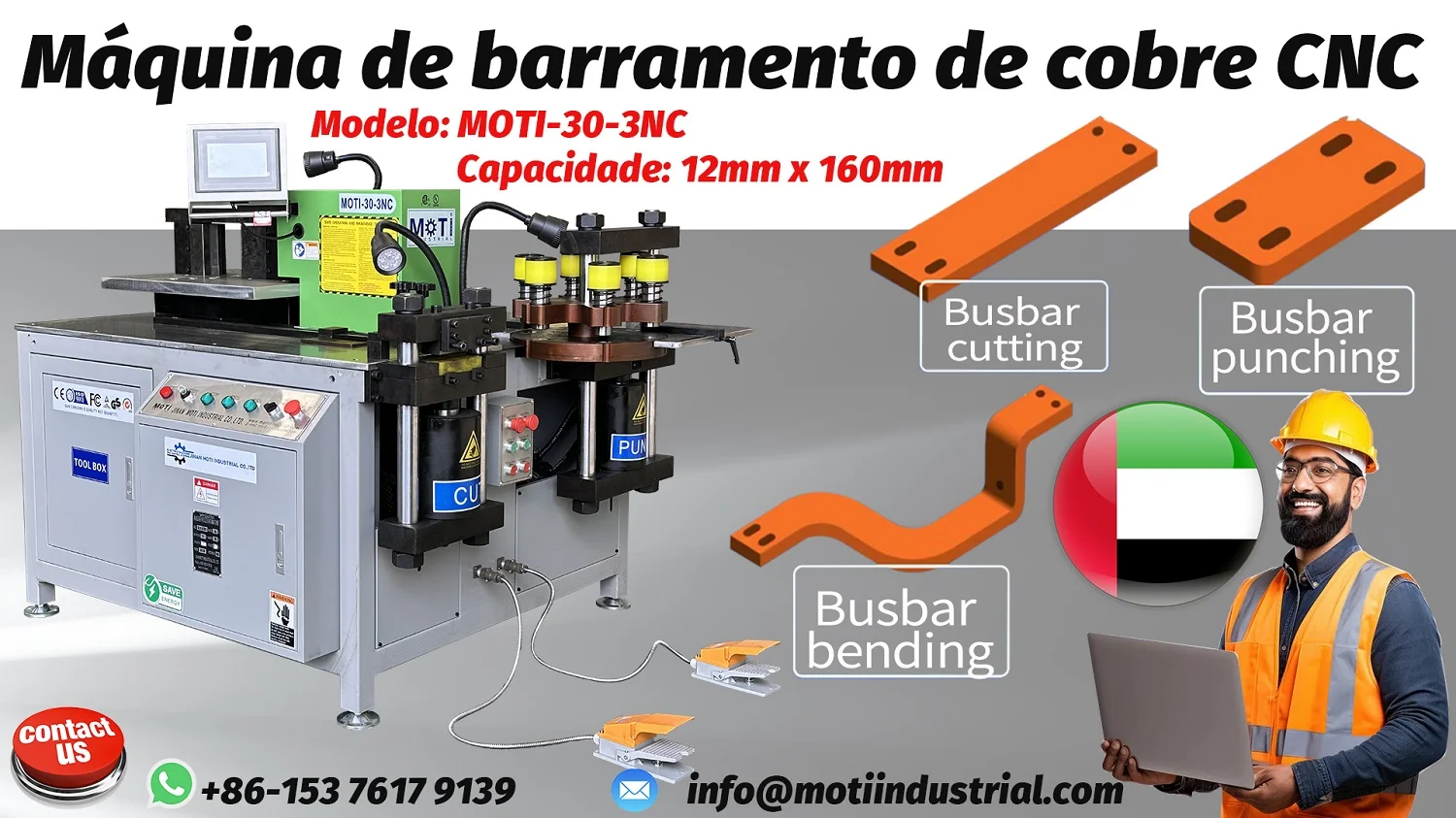 Máquina de processamento de barramento de cobre CNC MOTI-30-3NC para os Emirados Árabes Unidos_20251014_1500.webp