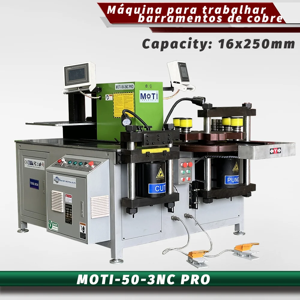 Máquina CNC Servo para Barramento de Cobre MOTI-50-3NC PRO