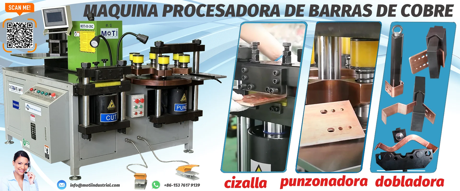 MAQUINA PROCESADORA DE BARRAS DE COBRE MOTI-50-3NC