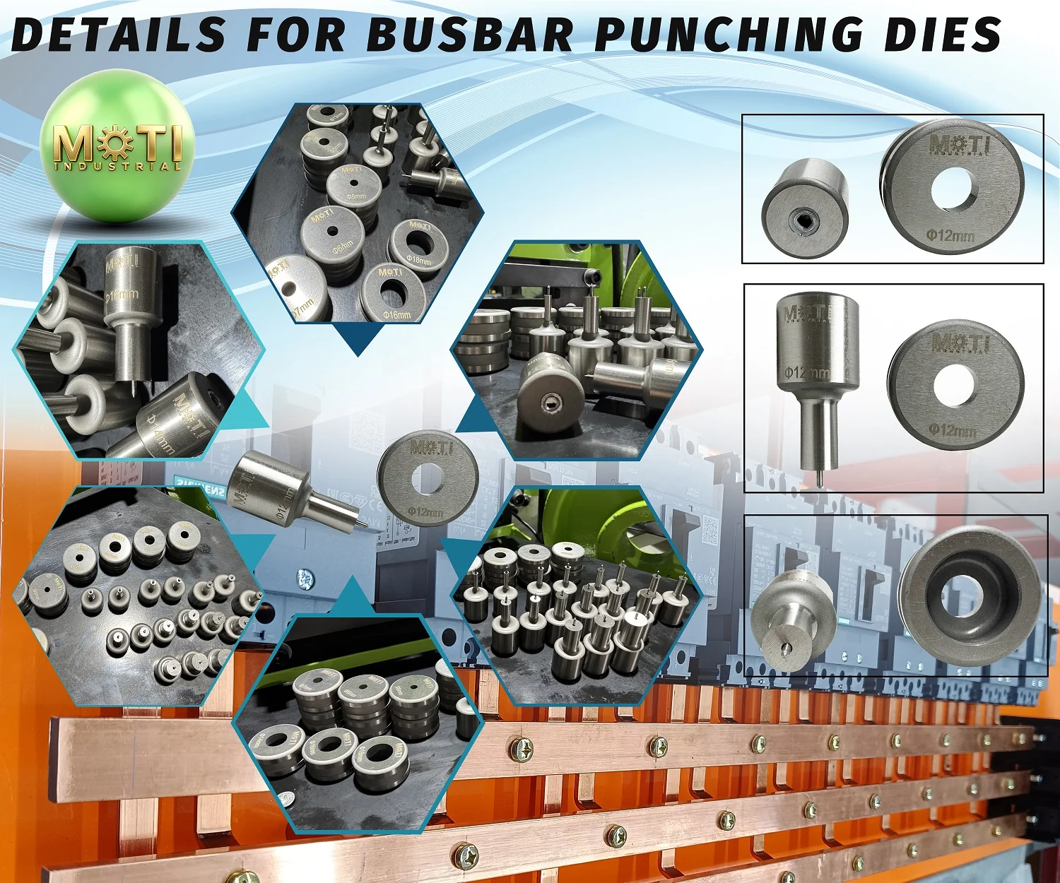 Details For Copper Busbar Punches And Dies Portable Busbar Machine MOTI-200B 