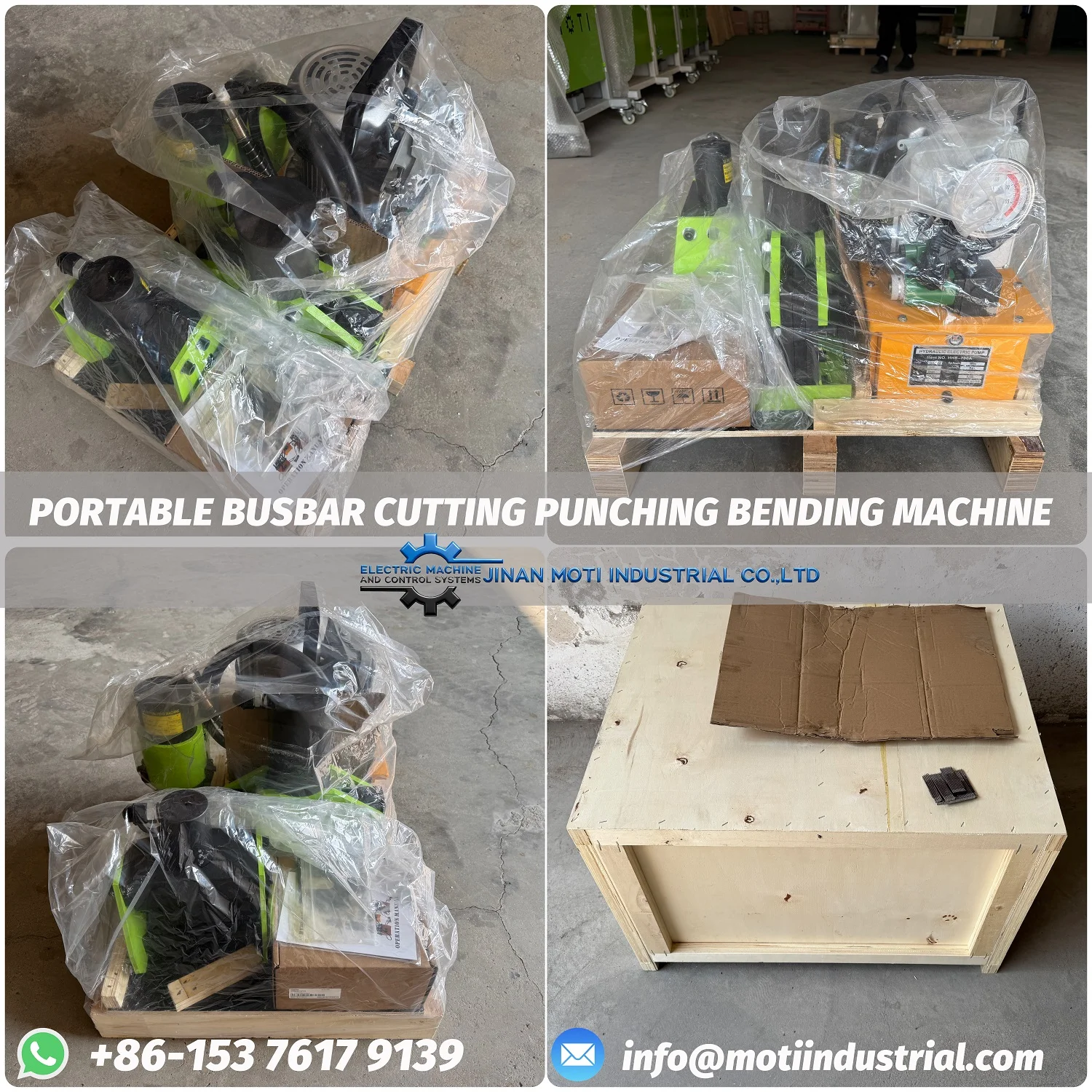 Split-type Portable Busbar Processing Machine MOTI-200B To Saudi Arabia 20260314_1500.webp Packaging details of the split-type portable busbar cutting punching bending machine MOTI-200B before shipment to Saudi Arabia