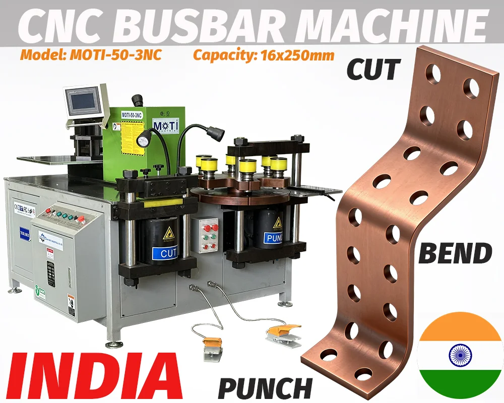 Open Type 16x250mm CNC Busbar Processing Machine MOTI-50-3NC