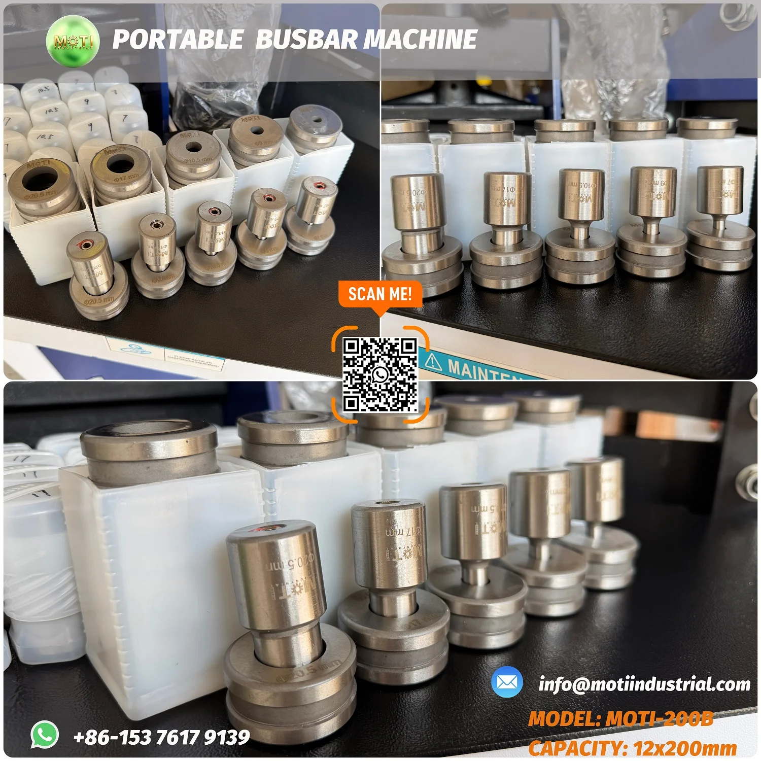 Punches and Dies for Portable Manual Hydraulic Busbar Punching Machine MOTI-200B To Brazil 20260411_1500.webp