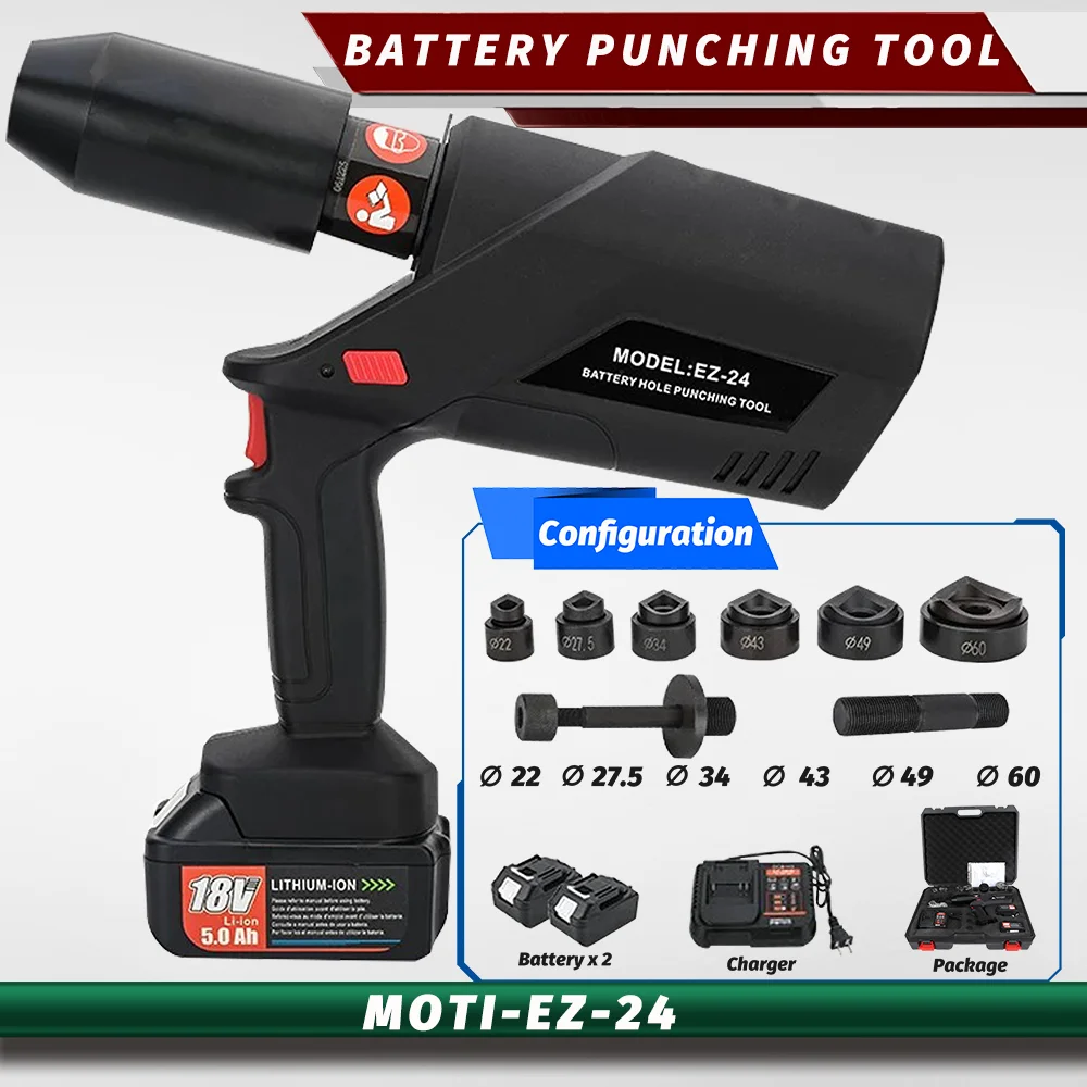 Cordless Battery-Operated Hydraulic Knockout Punch Kit